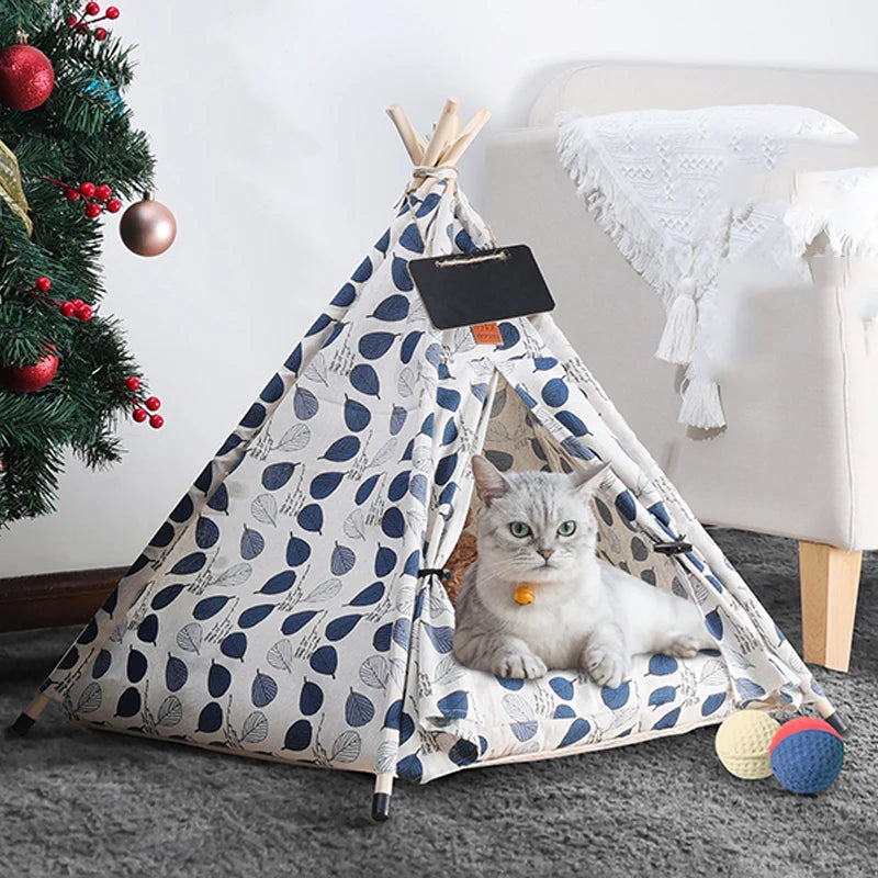 Pet Tent House Dog Bed Portable Removable Washable Teepee Puppy Cat Indoor Outdoor