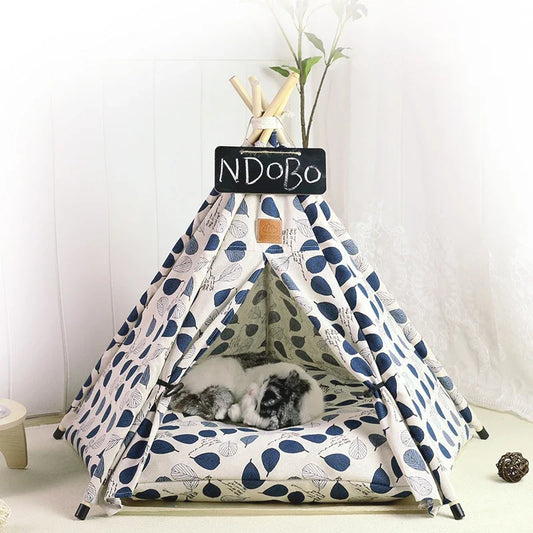 Pet Tent House Dog Bed Portable Removable Washable Teepee Puppy Cat Indoor Outdoor